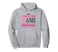 Mi Corazon Late En Dos Idiomas Bilingue Spanish Teacher Pullover Hoodie