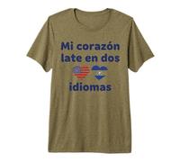 Mi corazón Late en dos idiomas US El Salvador Hearts Premium T-Shirt