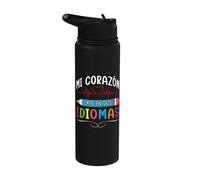 Mi Corazon Late en dos - Maestra Spanish Language Teacher Stainless Steel Insulated Water Bottle