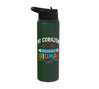 Mi Corazon Late en dos - Maestra Spanish Language Teacher Stainless Steel Insulated Water Bottle