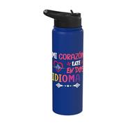 Mi Corazon Late en dos - Maestra Spanish Language Teacher Stainless Steel Insulated Water Bottle
