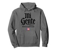 Mi Gente Boricua de Corazón Puerto Rico Flag Black Print Pullover Hoodie