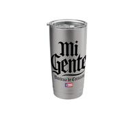 Mi Gente Boricua de Corazón Puerto Rico Flag Black Print Stainless Steel Insulated Tumbler