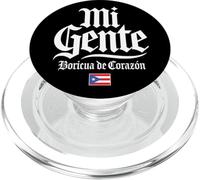 Mi Gente Boricua de Corazón Puerto Rico Flag White Print PopSockets PopGrip for MagSafe