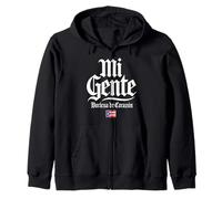 Mi Gente Boricua de Corazón Puerto Rico Flag White Print Zip Hoodie