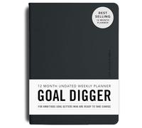 Mi Goals Undated 12 Month Goal Digger Weekly Planner - Reinforce Positive Habits, Practice Gratitude and Encourage Mindfulness - 280 Page Undated Planner and Journal, Black B5 ( 6.9 x 9.8 Inches)