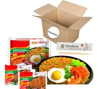 Mi Goreng Instant Noodles 80g x 40 Pack & Parahon Chopstick- Authentic Indonesian Stir-Fry Noodles - Original Flavour - Halal Asian Instant Food - Quick Easy Meal or Snack Pantry Essential