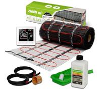 Mi-Heat Electric Underfloor Heating 200 W/m² 8.0 m² Set - Floor Heating Mat Balancing Compound - for Tiles, Vinyl, Parquet & Laminate - Includes Thermostat M2 WiFi White