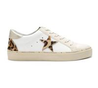 Mi.iM Gaby Rubber Sole Lace-up Snake Print Suede Star Sneakers, Beige (Leopard Star), 4 UK