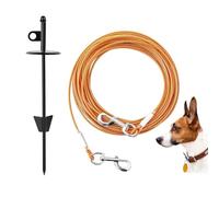 Mi Metty Tie-Out Leads for Dogs, 6/15 m Chew-proof Dog Leads with Stake, Tangle-Free Ground Anchor, Dog Yard Lead for Medium to Large Dogs, for Yard and Camping, Beach, Lawn, Outdoor