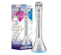 Mi-Mic Kids Karaoke Microphone | Wireless Speaker with Wireless Bluetooth and LED Lights Microphone for Kids, Silver