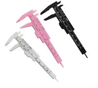 Mi-ni Vernier Caliper, 0-80mm Plastic Sliding Gauge Measure Ruler Micrometer for Jewellery Model Making and Measurement(white+black+pink)