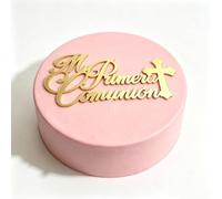 Mi Primera Comunion Cross Cake Topper, Gold Acrylic Spanish My Baptism/First Holy Communion Cake Charm Decor, Baby Shower Baptism Christening Party Cake Decorations Supplies