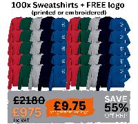 MI Supplies Embroidery Pack: 100 Sweatshirts Including Logo One Size