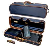 MI&VI AW-9001 Professional Hard Wood Oblong Viola Case (Full Size) | Luxury Silk Interior | High-Density | Hygrometer | Thermometer | Adjustable 15" to 16.5" Violas (Blue - Blue)