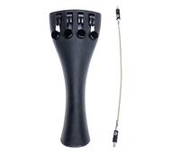 MI&VI French Model Carbon Fiber Tailpiece (4/4 Violin) with Built-in Fine Tuners and Titanium Tailgut - Tail Pieces Accessories & Parts, Matte Black