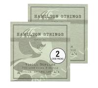 MI&VI Hamilton Violin Strings (2 Box Packs) - 3/4 Scale Complete Set (G-D-A-E) with Extra E String, German Steel, Ball End, Medium Gauge Tension, by MIVI Music
