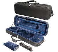 MI&VI NF-3001 Light Hard Violin Case (3/4 Size) with Adjustable Straps | Velvet Plush Cushion | High-Density Foam | Hygrometer | Sheet Pocket (Black)
