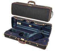 MI&VI NF-9001 Professional Hard-Shell Violin Case 4/4 (Full Size) Luxury Silk Interior | High-Density Foam | Sheet Pocket | Oblong Shape | Adjustable Straps | Hygrometer | Thermometer (Black - Blue)