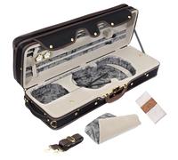 MI&VI NF-9001CC Maestro Hard-Shell Violin Case 4/4 (Full Size) Polishing Cloth Included | Luxury Silk Interior | High-Density | Adjustable Straps | Hygrometer | Thermometer (Silver)