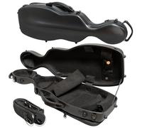MI&VI NP-7016 Light Hard Shell Violin Case for (Full Sized) 4/4 Violins with Adjustable Straps | Water Resistant | Travel Backpack | Poly Carbon Fiber Shaped Violin Case (Black)