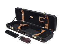 MI&VI NR-6900 Light Hard Wooden Violin Case - Fits 3/4 & 4/4 Sized Violins with Adjustable Straps | Solid Wood | Hygrometer | Accessories Pocket (Black)