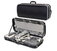 MI&VI Professional Hard-Shell Violin&Viola Case 4/4 (Full Size) Luxury Silk Interior | Hardwood | Oblong Shape | Adjustable Straps | For One Full Size Violin and One 15.5"-16.5" Viola - By MIVI Music