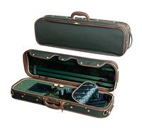 MI&VI Professional Hard-Shell Wooden Violin Case 4/4 (Full Size) Luxury Silk Interior | Solid Wood | Oblong Shape | 6.9LB | Adjustable Straps | Hygrometer | Thermometer (Green - Wood)