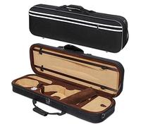 MI&VI Super Lightweight 3lb Sturdy Violin Travel Case (1/2 Size) With Reflective Safety Strips | Hygrometer | Adjustable Shoulder Straps | Hard-Shell | High-Density Foam - by MIVI MUSIC