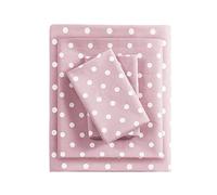 Mi Zone Pink Full Size Sheet Sets Kids Polka Dot Sheets for Girls 100% Cotton Percale Soft Sheet Set, Flat Sheet, Fitted Sheet, Pillowcase, Breathable All Season Bed Set, Fits up to 14" Mattress