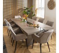 Mia 8 Seater Modern Dining Set Light Grey & Taupe