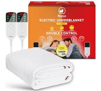Mia&Coco Electric Heated Blanket Double with Dual-Controllers, Heated Underblanket, 12hour Timers, 3 Heat Settings, LED Display, Overheat Protection Throw, Easy Fit Straps, Machine Washable 160x140cm