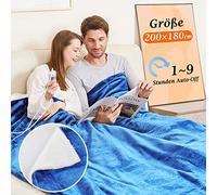 Mia&Coco Electric Heated Blanket Electric Blanket 180x200 cm, Flannel Sherpa, 10 Temperature Levels, 1 to 9 Hours Automatic Shut-off, Digital Display, Machine Washable, Blue