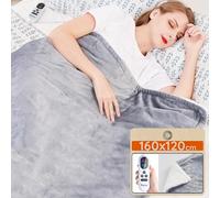 Mia&Coco Electric Heated Blanket Throw 120×160cm, Flannel Sherpa, Fast Heating, 10 Heat Levels, 9H Auto-Off, LED Controller, Overheat Protection, Machine Washable, ETL Certified, Grey