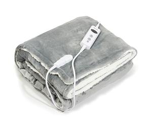 Mia&Coco Electric Heated Blanket Throw Flannel Sherpa Fast Heating 120x160cm, 10 Heat Levels & Up-to-9-Hours Auto-Off Timer & LED Display, for Home Office Use, Machine Washable, ETL Certified, Gray