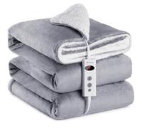 Mia&Coco Electric Heated Blanket Throw with Flannel Sherpa, Quick Heating, 10 Heat Levels, Up-to-9H Auto-Off, Machine Washable, ETL Certified, 120x160cm Grey