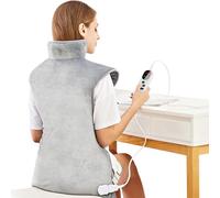 Mia&Coco Electric Heating Pad for Back Neck Shoulders Pain Relief, XL 60x100cm Soft Flannel Wrap, Waist Strap, Fast Heat Hot Therapy 6 Heat Settings, Auto-Off Timer, Machine Washable, UK Plug, Grey