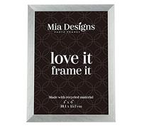 Mia Designs Picture Frame Brushed Gun Metal 4x6 (10x15cm) Photo Frame for Desk, Wall and Table Top in Eco-friendly PS material Environmentally Friendly Freestanding Frame