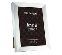 Mia Designs Picture Frame Brushed Silver Cube 8x10 20x25 Cm Photo Frame for Desk, Wall and Table Top in Eco-friendly PS material Environmentally Friendly Freestanding Frame