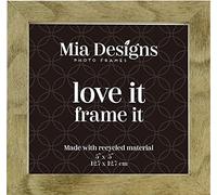 Mia Designs Picture Frame Grey Oak 5x5 13x13 Cm Photo Frame for Desk, Wall and Table Top in Eco-friendly PS material Environmentally Friendly Freestanding Frame