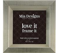 Mia Designs Picture Frame White with Silver Lines 5x5 13x13 Cm Photo Frame for Desk, Wall and Table Top in Eco-friendly PS material Environmentally Friendly Freestanding Frame