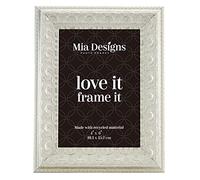 Mia Designs Premium Photo Frame Baroque Silver Finish 4x6 10x15cm Picture Frame For Desk Wall and Table Top in Eco-friendly PS material - Free Standing And Wall Mountable