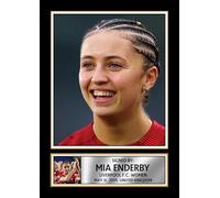 Mia Enderby Poster Print - Liverpool FC Women's Rising Star Tribute Wall Art with Signature & Personal Bio - England Forward Memorabilia for Football Fans, A4 Poster + Black Frame