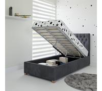 Mia Fabric Ottoman Single Bed Rest Relax Grey Single