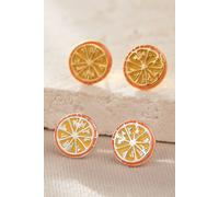 Mia Gioielli Women's Orange Fruit Slices Round Stud Earrings S925 Sterling Silver Mia Gioielli Multicolor One Size