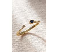 Mia Gioielli Women's Sterling Silver Blue Zircon Adjustable Sparkly Ring CZ in Gold Mia Gioielli Gold One Size