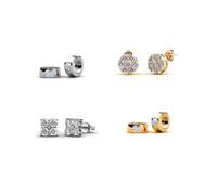 Mia Grace Earring Set, 4 Pairs, Austrian Crystals, Silver and Gold, Rhodium Plated Alloy, Includes Gift Box & Bag and Message Card (Happy Birthday)