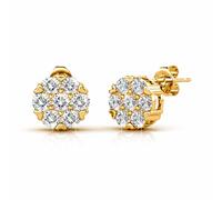 Mia Grace Jewellery Crystal Stud Earrings, Rhodium Plated Alloy, Round Brilliant Cut, Silver, 7.6mm, 14 Austrian Crystals Gift Pouch & Gift Card Options Avalible (Someone Special)