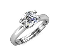 Mia Grace Jewellery MGJ™ 925 Sterling Silver Moissanite Solitaire Ring | 1 Carat Brilliant Cut | GRA Certified | Fits UK Sizes 6-8 | 2.8g Elegant Design (No Message Option)