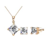 Mia Grace Jewellery MGJ™ Crystal Pendant & Earring Set for Women | Hypoallergenic Necklace with 10mm Charm | Available in Silver & Rose Gold | Includes Gift Box & Bag (Rose Gold)